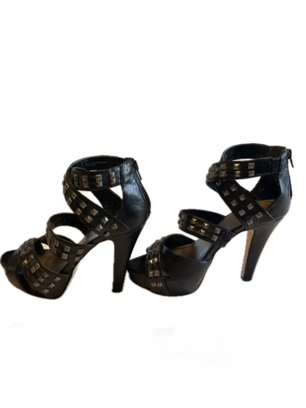Madden Girl “Punkky” Black Studded Strappy High Heel Sandals